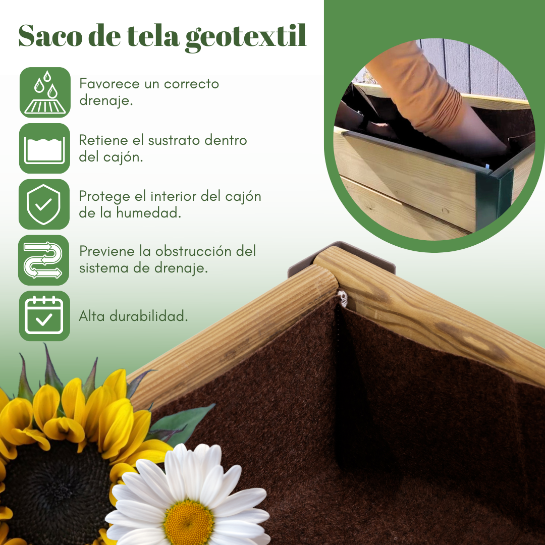 MI HUERTO URBAN - Huerto urbano, mesa de cultivo, Mod: Menta M | Dimensiones: HUERTO BAJO - Lar 900 x Anc 400 xAlt 380 mm, L | Color: Verde - 4