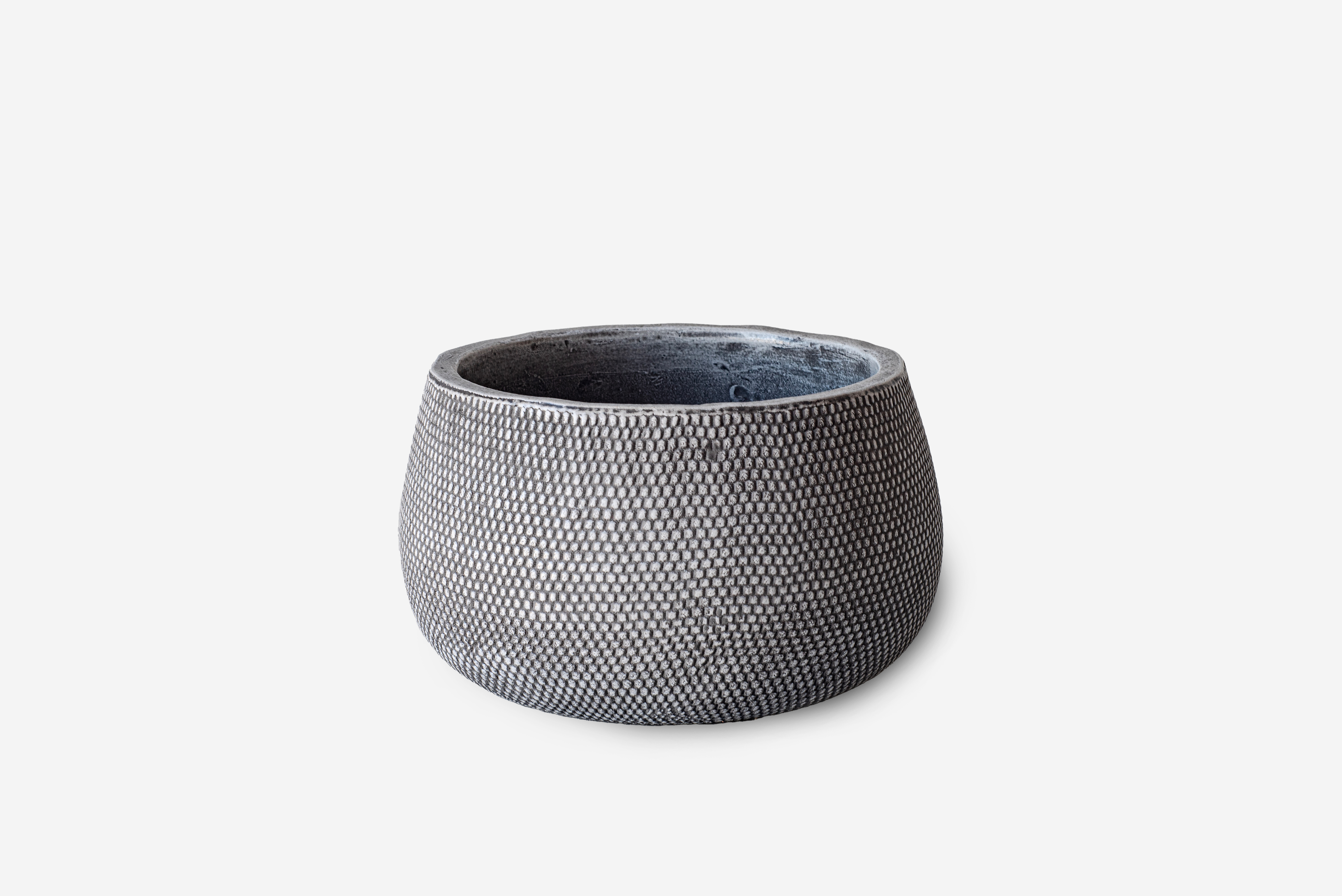 OKRĄGŁA SZARA CERAMICZNA DONICZKA Ø21X12 CM