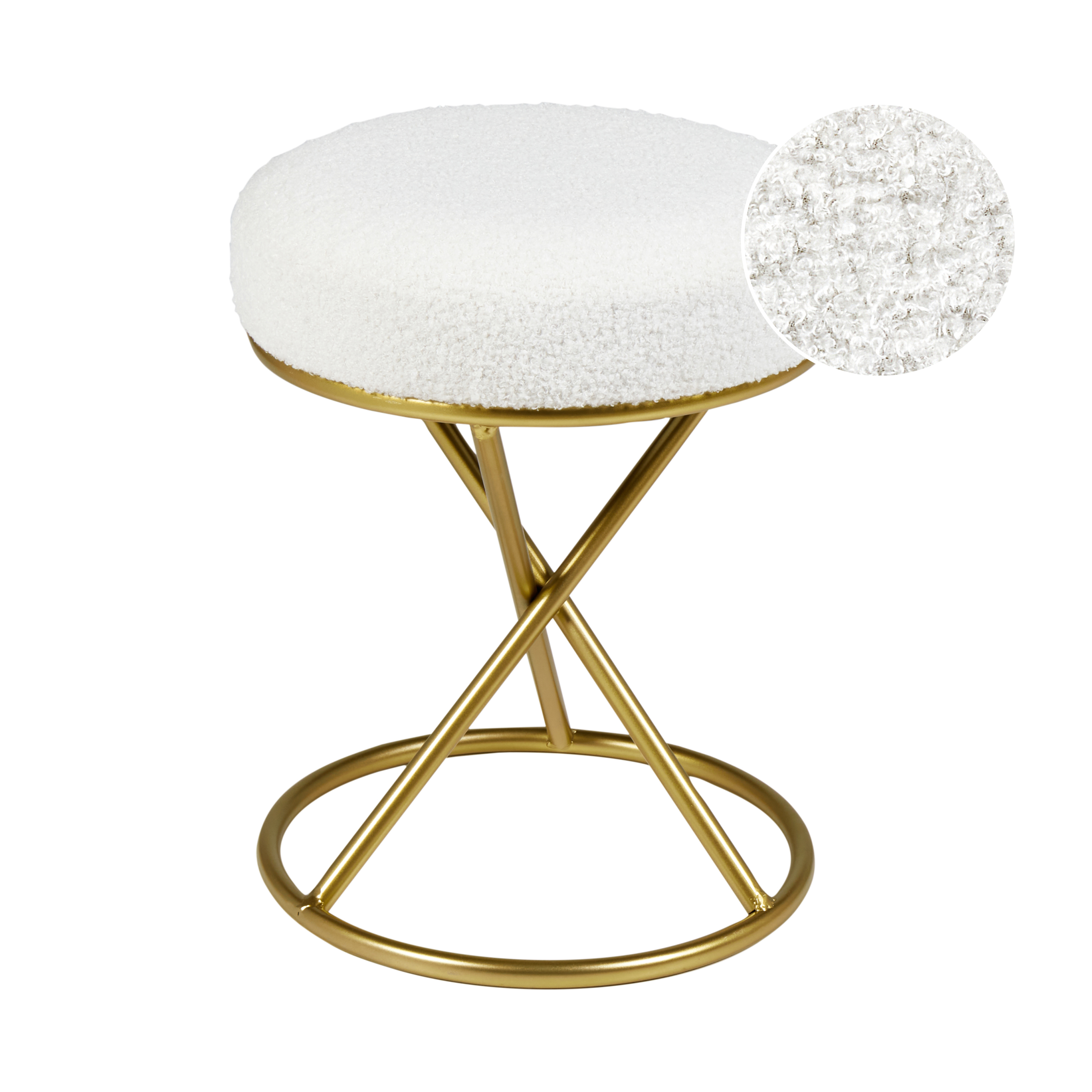 Beliani taburete presho bouclé blanco crema