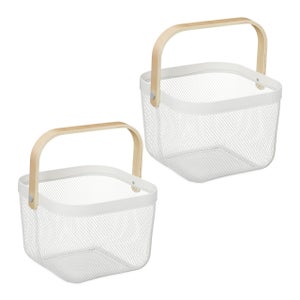 Panier Mural Fil Métallique Blanc 23x10.5x9 Cm - Rangement Salle De Bain Et Cuisine