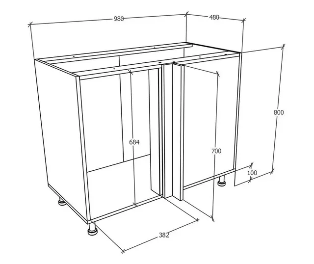 Meuble bas d'angle haaus Karo, Blanc, 98 x 50 x 80 cm - 3