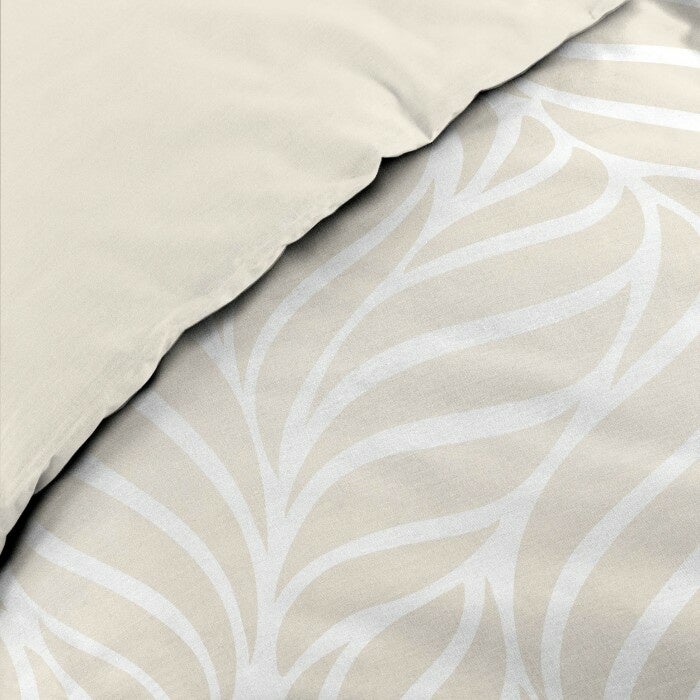Housse de couette 240 x 220 cm imprimée 57 fils – MORGANE Naturel – 2 taies incluses - 2