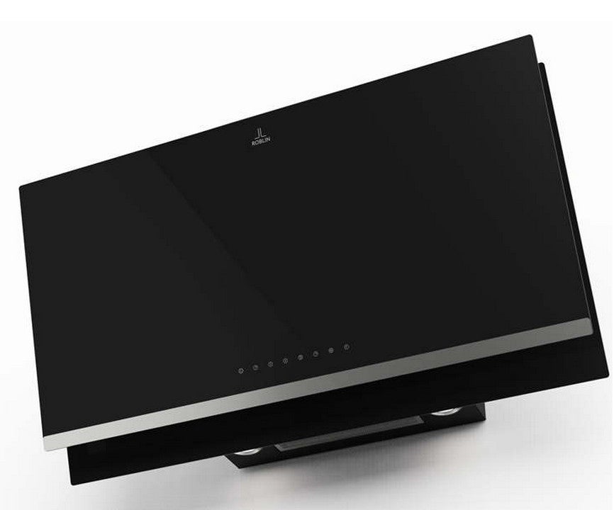 Hotte décorative inclinée 90cm 580m3/h noir - Roblin 5630337 | Leroy Merlin