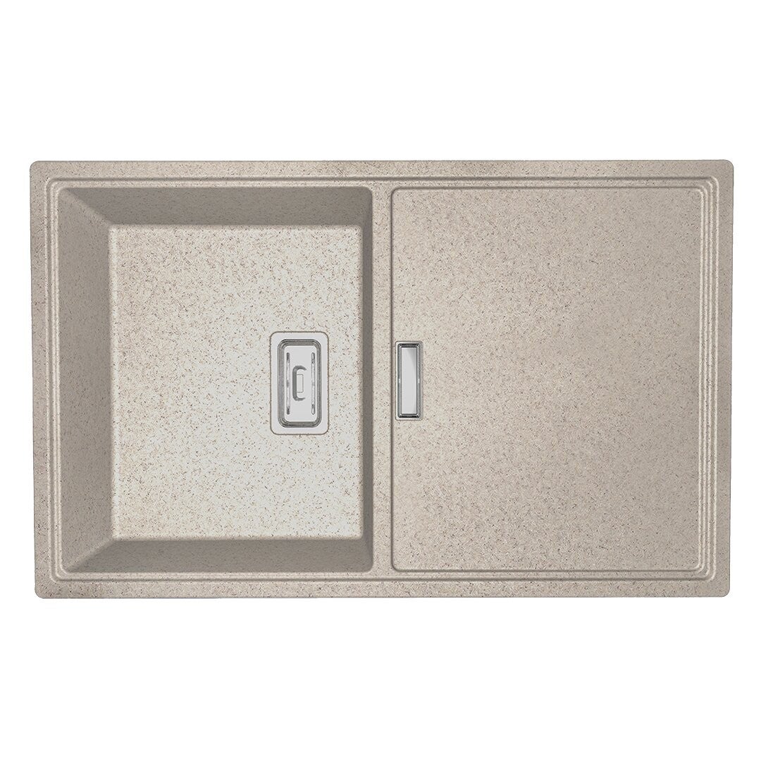 Zlewozmywak Granitowy 1 komorowy z ociekaczem 50x80cm z syfonem Beżowy TONGA Laveo