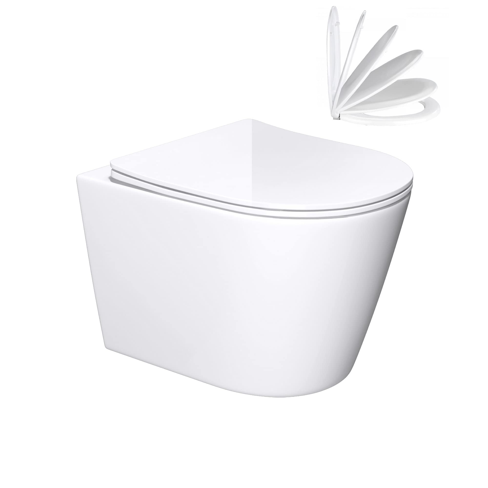 Doporro WC Suspendu Blanc Cuvette Céramique Toilette Abattant