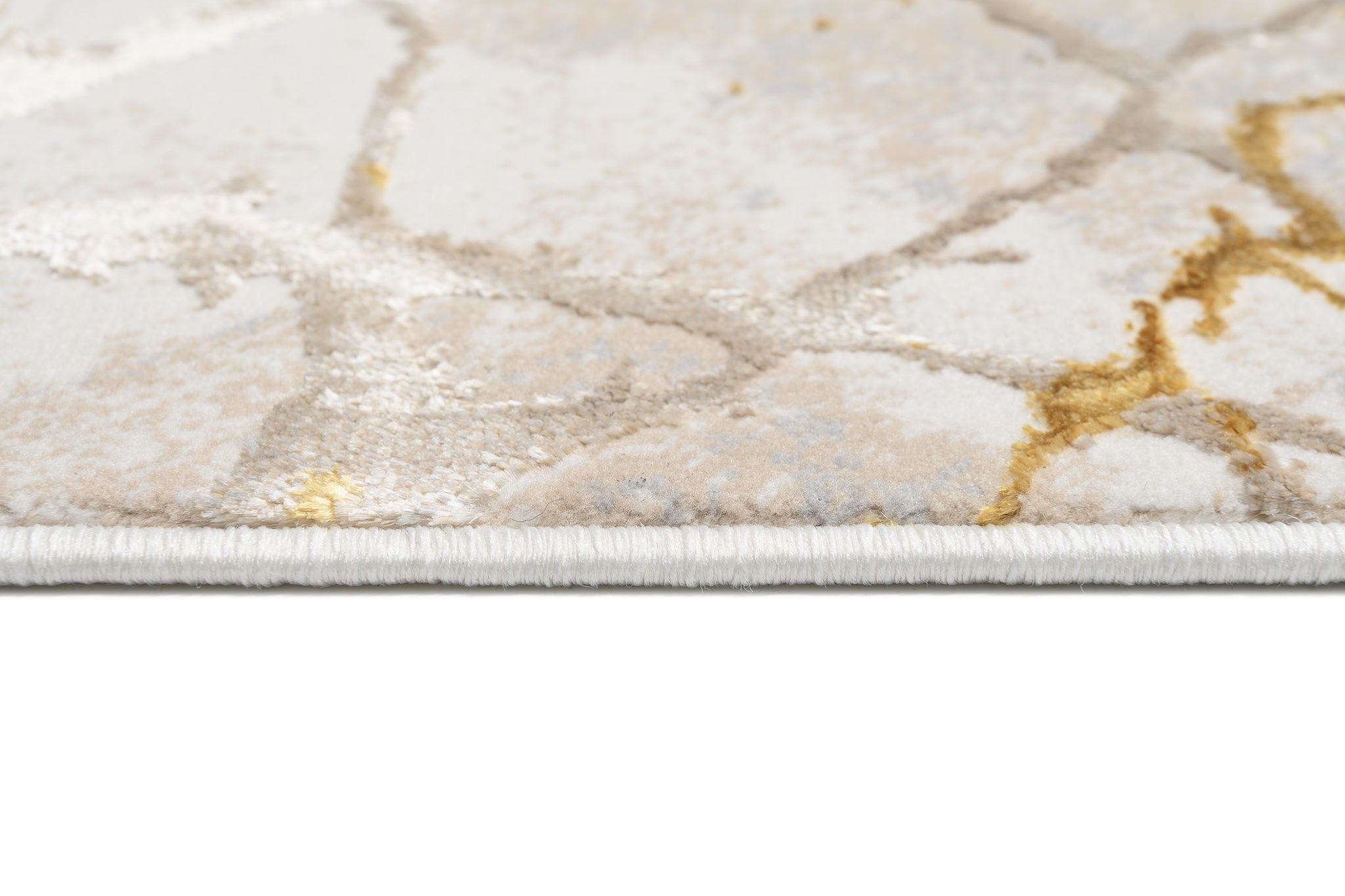 TAPISO Golden Tapis de Salon Moderne Or Beige Crème Gris Moucheté Motif Abstrait Doux Poil Court 80 x 150 cm - 5