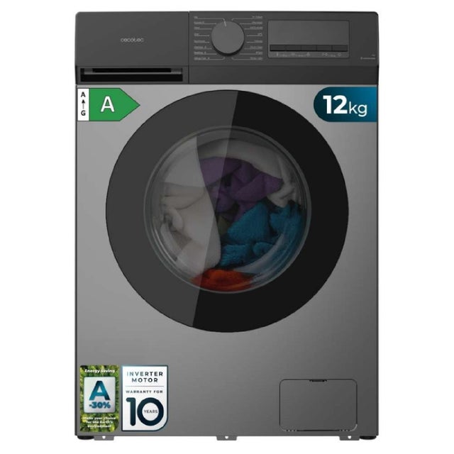 Cecotec Lavadora Carga Frontal 12Kg Bolero DressCode 12450 Inverter Steel, 1400 rpm, 16 programas, Clase A-20%