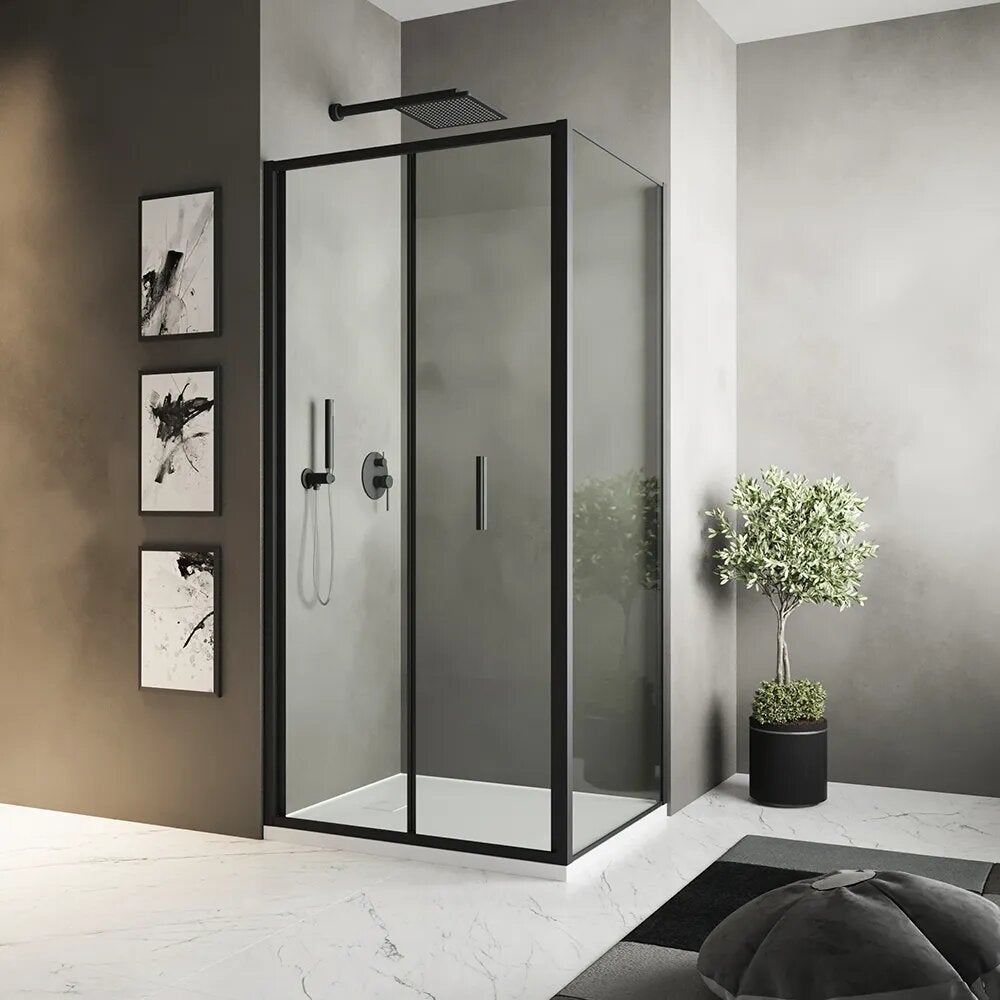 Mampara de ducha slim 80x70 cm con puerta plegable y panel fijo ...