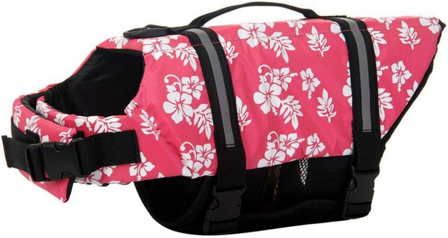 Colete de salvamento para cão, colete de segurança ajustável com pega para nadar e navegar, rosa, tamanho XS