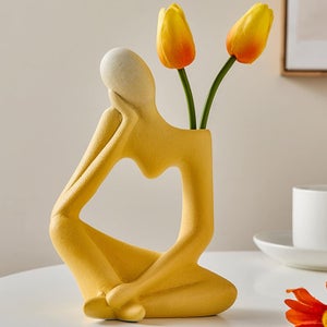 Vase en céramique blanc pour herbe de la pampa rustique et robuste, style bohème moderne, décoration d'intérieur, idéal pour les fleurs séchées décoratives ou les centres de table à manger