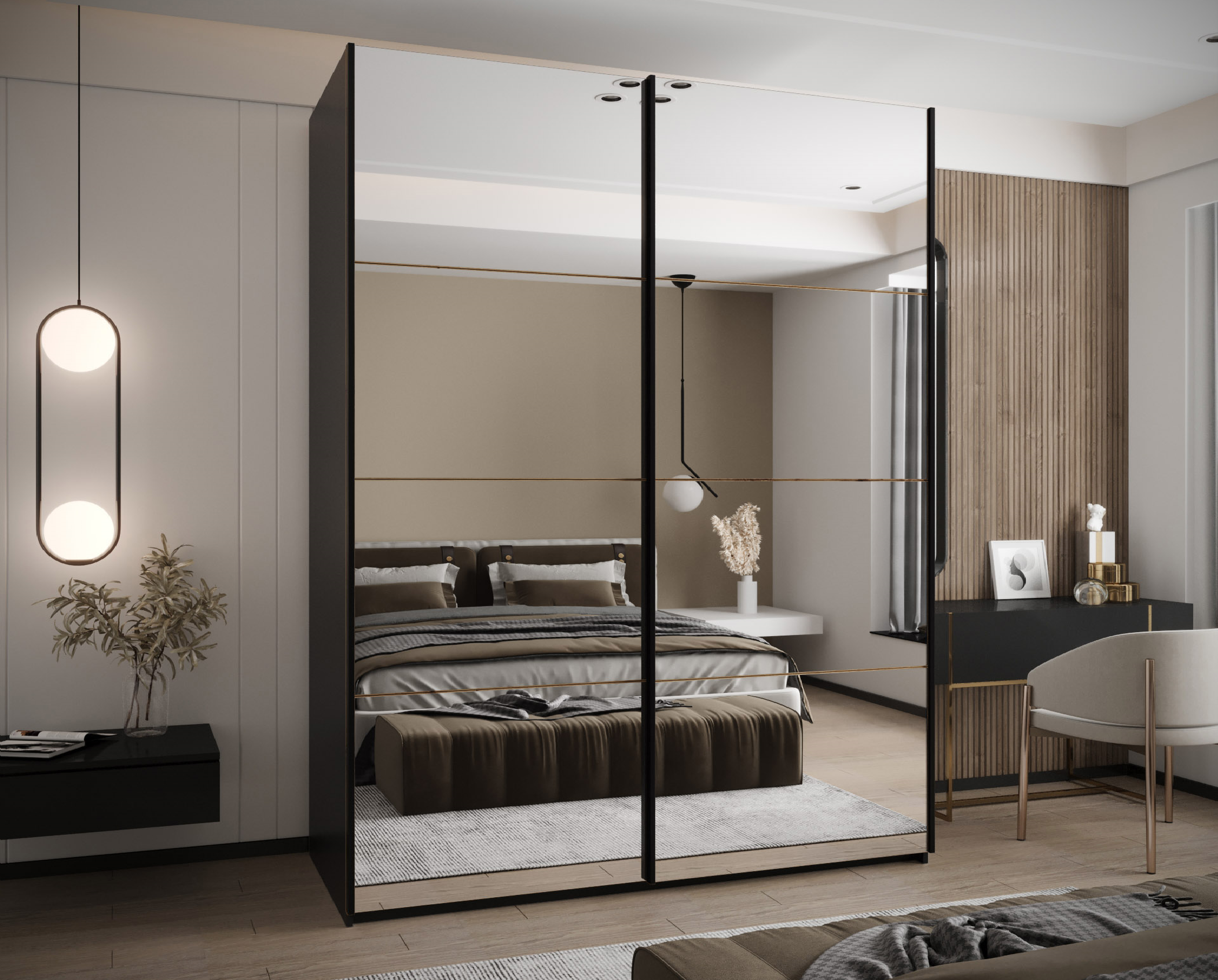 Szafa przesuwna wysoka Lux 2 200 x 64 x 245,5 cm czarny + artisan + u. czarny - Abiks Meble - 2