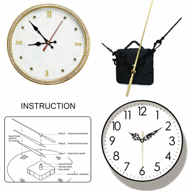 3 Pièces Mécanisme d'Horloge Mécanisme de Mouvement d'Horloge Mecanisme Horloge Pile Silencieux Murale Systeme Horloge Aiguilles Mecanisme Pendule - 4
