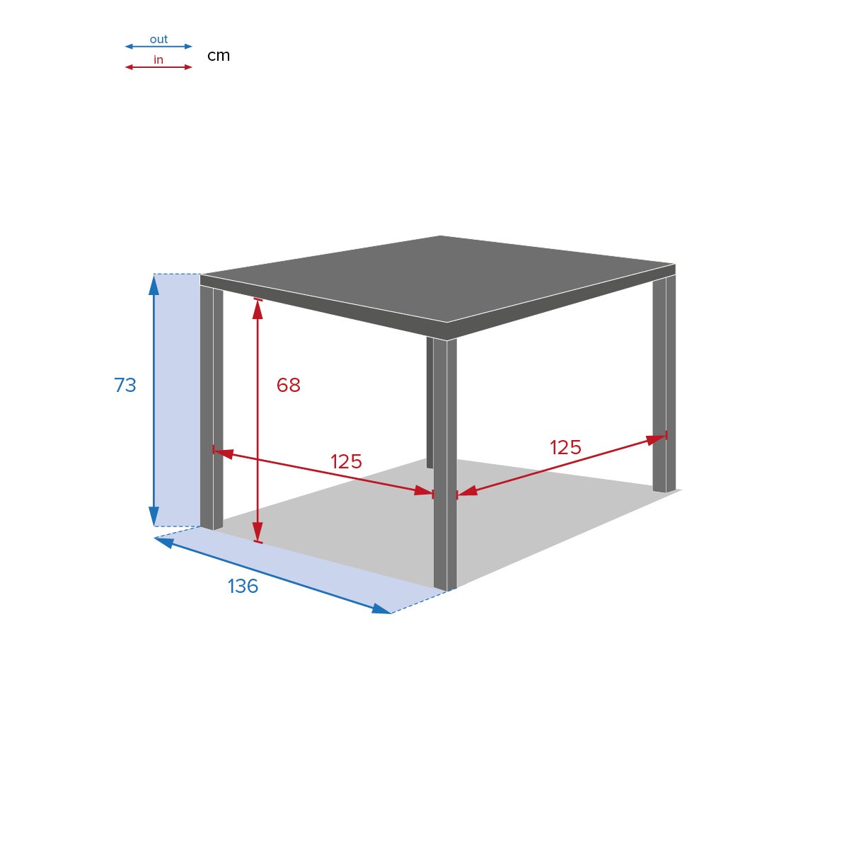 Table à manger de jardin carré en Aluminium Gris 8 places - 6