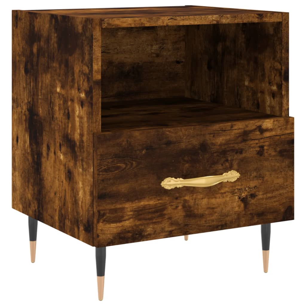 Maison Exclusive - Tables de chevet 2pcs chêne fumé 40x35x47,5cm bois d’ingénierie - 5
