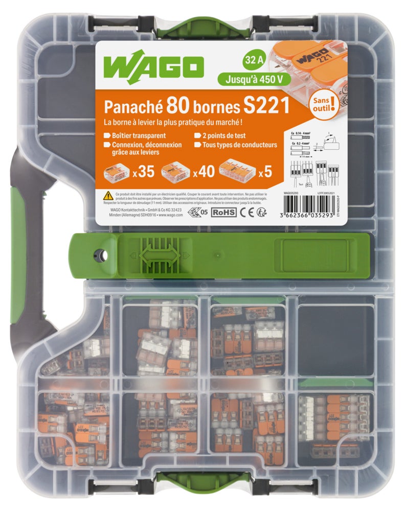 Malette de 80 bornes de connexion S221 2, 3, et 5 entrées pour fils souples et rigides-Wago - 2