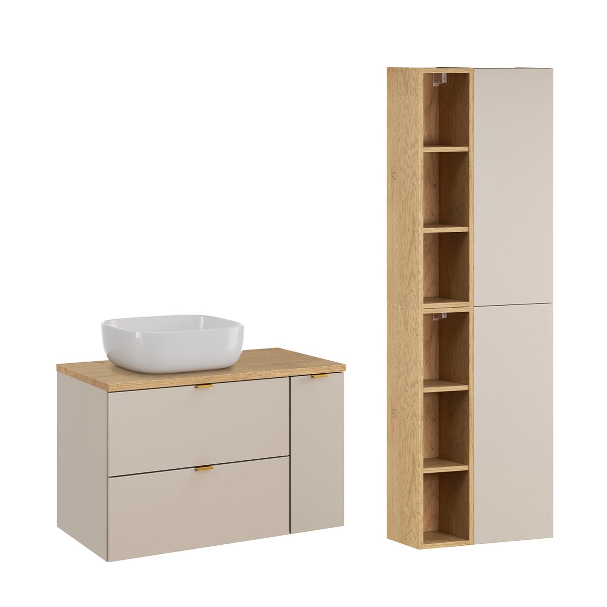 Set di mobili da bagno con lavabo Azel cachemire 80cm - 2