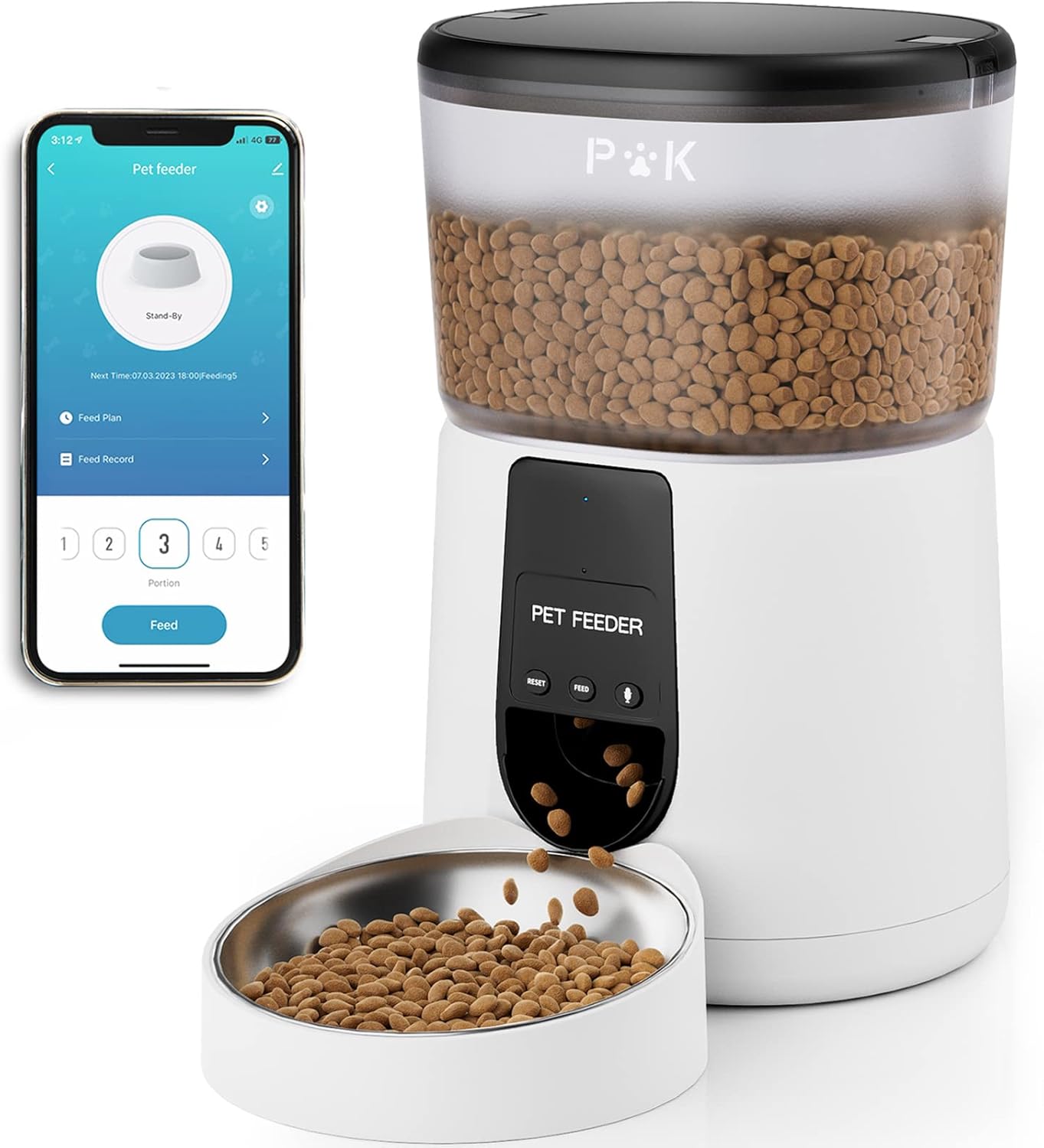Puppy Kitty Pro Puppy Kitty Pro Dispensador Automático De Comida Para Gatos, Wifi 2.4G, 4 L, Para Perros Y Gatos, App Conectada, Grabación De Voz 10S, De 1 A 10 Comidas Al Día Blanco , Leroy Merlin