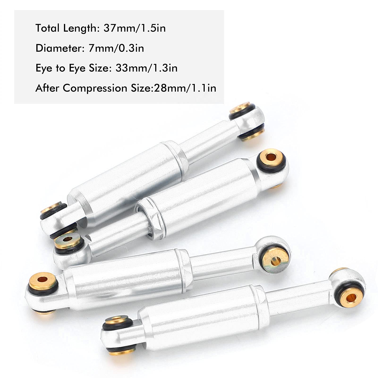 Ammortizzatore a olio in metallo per Axial SCX24 90081 1/24 RC Crawler Car Upgrade Parts (argento) - 7