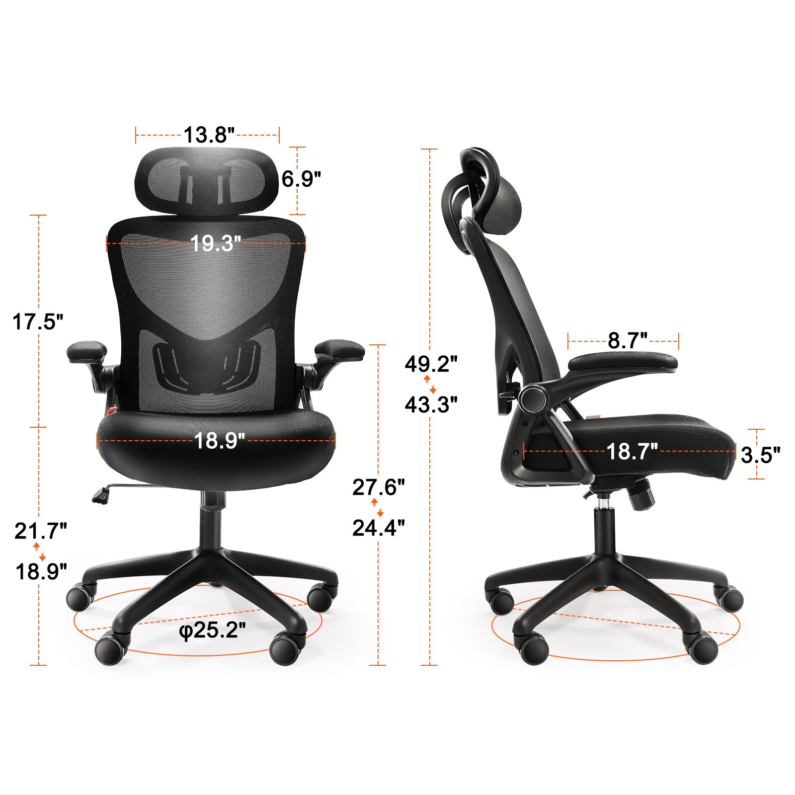 Sedia Ufficio Ergonomica BOLISS - Schienale Alto, Poggiatesta Regolabile, Braccioli Ribaltabili - Foto 4