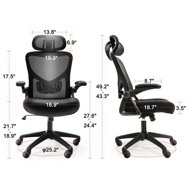 Sedia Ufficio Ergonomica BOLISS - Schienale Alto, Poggiatesta Regolabile, Braccioli Ribaltabili - Foto 4