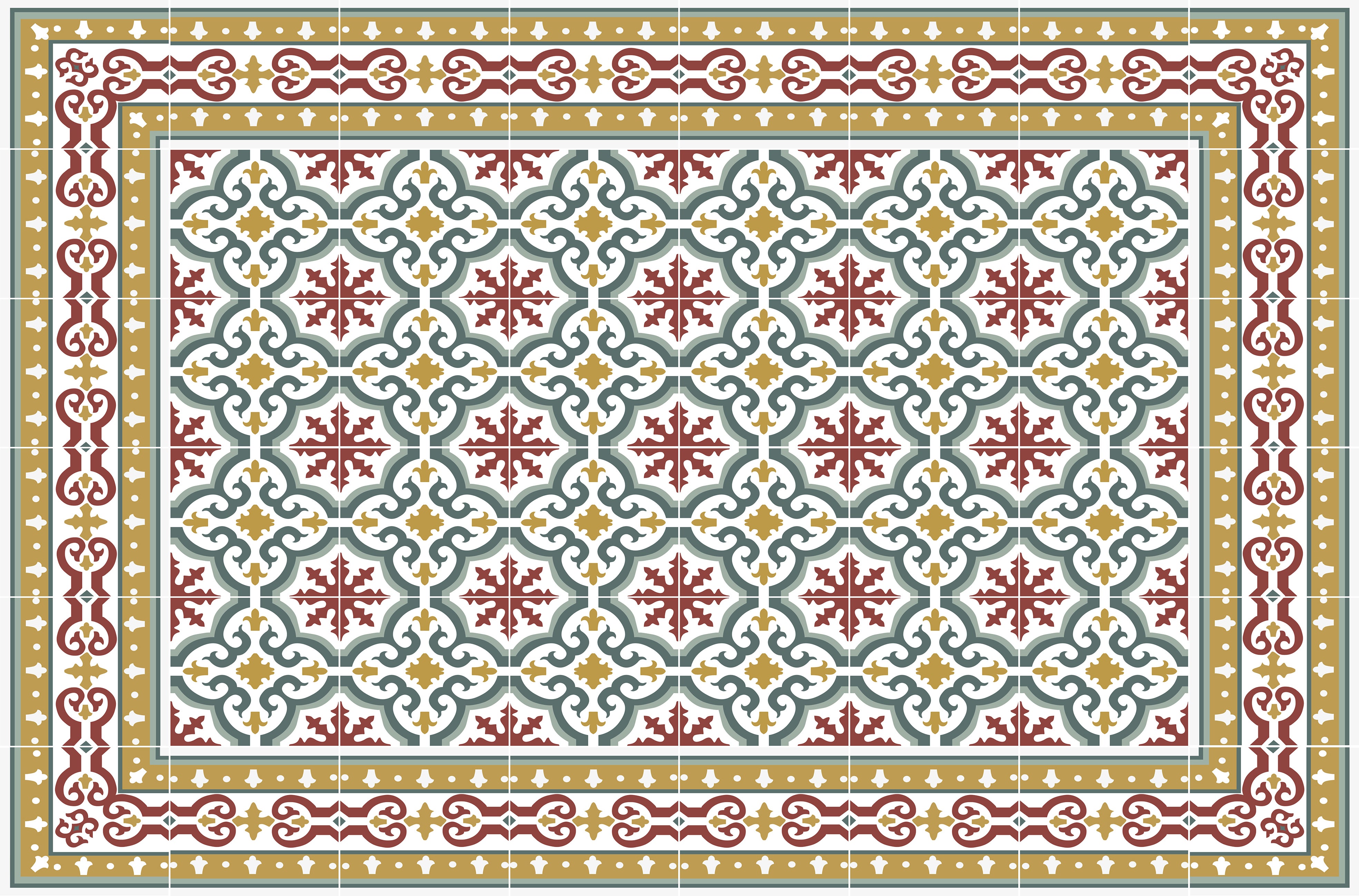 Dywan winylowy Brigitte 66x100 cm - PVC antypoślizgowa, winylowa do kuchni lub salonu, zmywalna, styl hydrauliczny