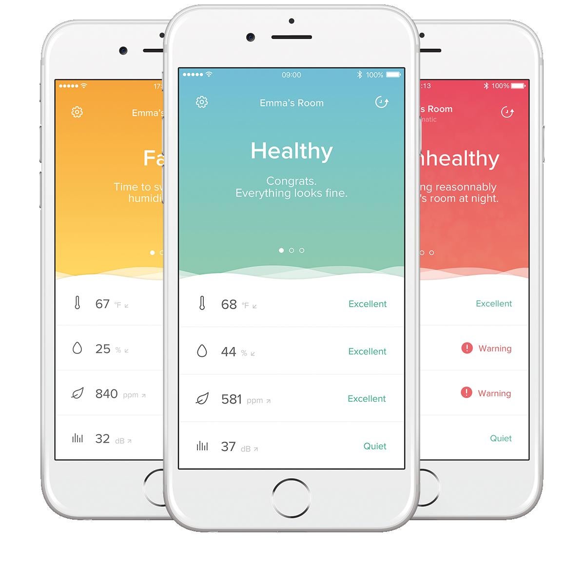 Netatmo „Healthy Home Coach” – wieloczujnikowy czujnik temperatury/wilgotności/jakości powietrza/hałasu, kompatybilny z Wi-Fi, iPhone/iPad/Android - 6