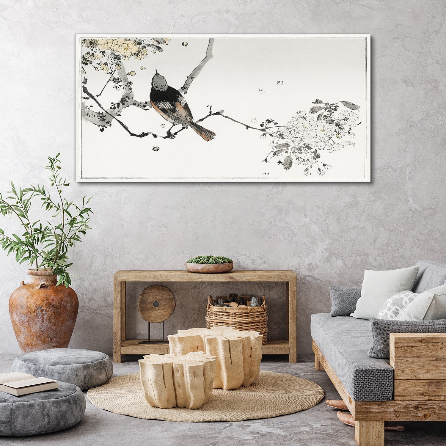 Impression sur Toile 140x70 cm Tulup – Tableau Murale Élégant et Contemporain – Oiseau dans l'arbre - 4