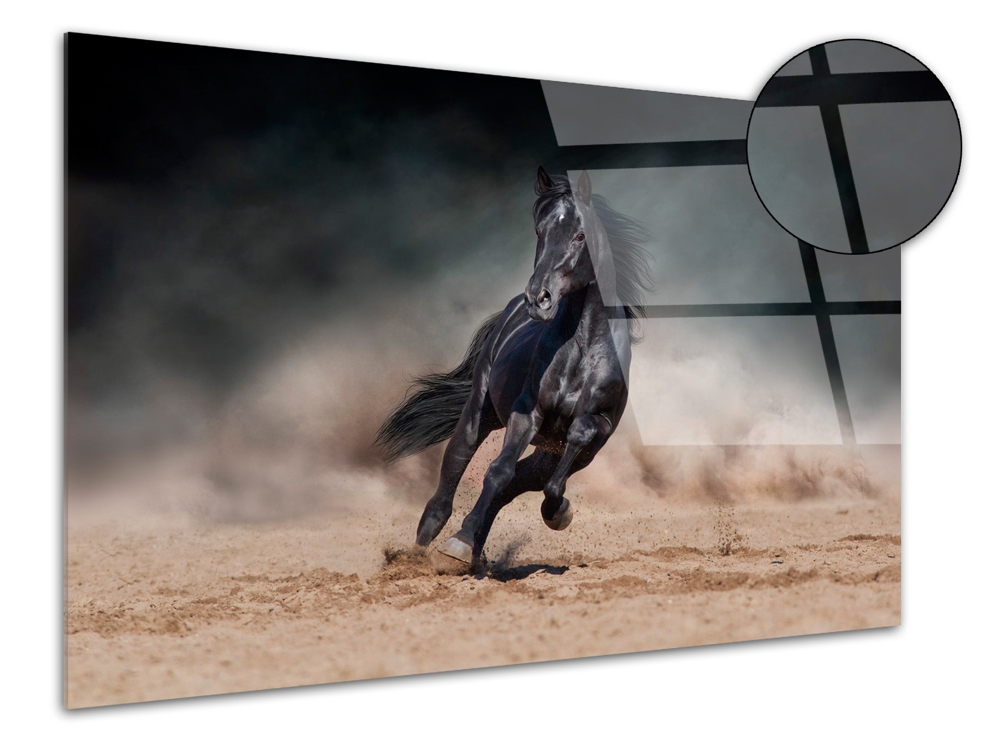 Tableau Chevaux Au Galop - Imitation Nacre - Déco Murale