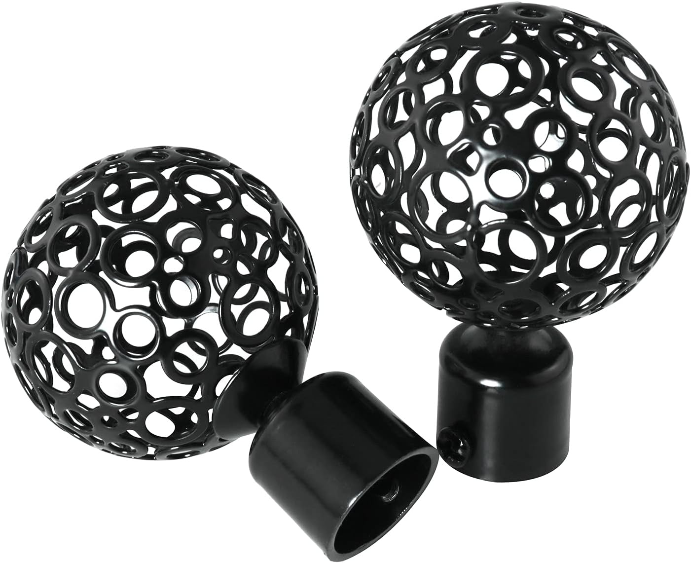 Tappi Terminali Neri Per Aste Tende - Set Da 2 Per Finestre In Metallo, Diametro 28mm