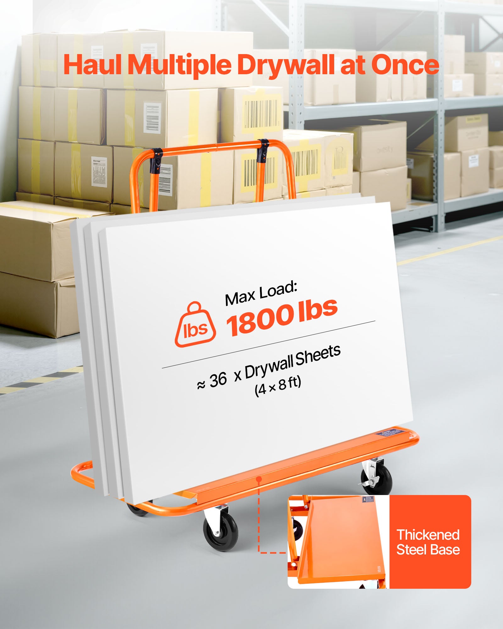 Carrello Porta Pannelli Heavy-Duty Con Morsetto Automatico E Ruote Gommate 25cm – Capacità 450kg Per Traslochi E Cantieri
