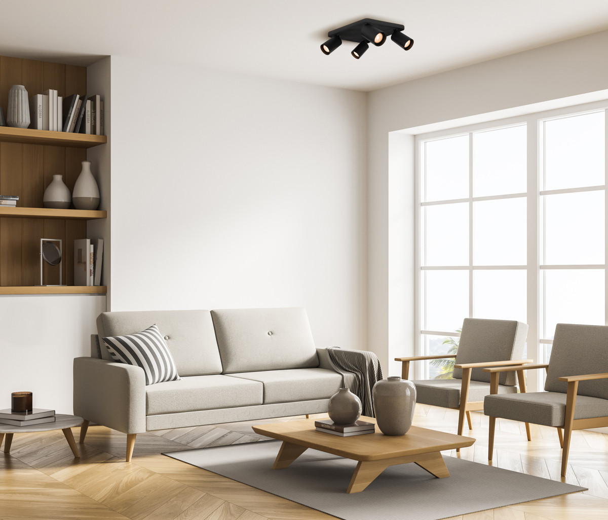 Lampa sufitowa wisząca Nesto czarny piaskowany 4xGU10x10W wym: 13 x 24 x 24 cm aluminium Italux - 3