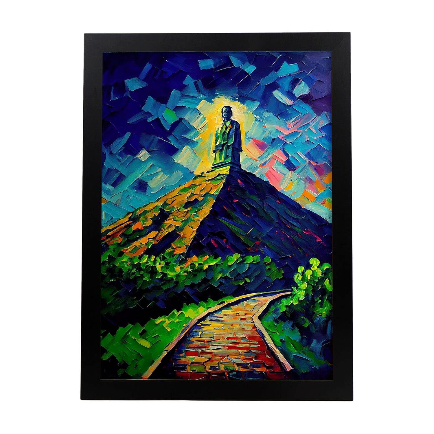 Nacnic poster de diamond head en estilo pintura al óleo ilustraciones de monumentos en estilo fotográfico a todo color diseño y a3 marco negro
