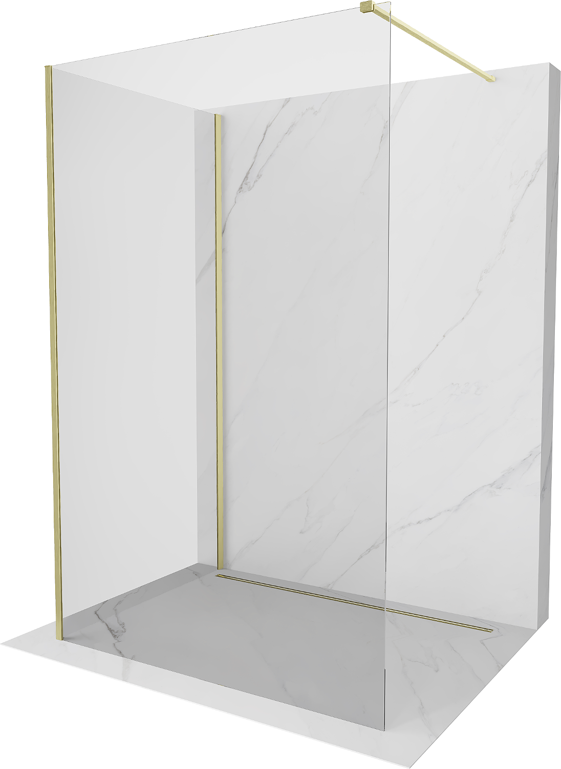Mexen Kioto ścianka prysznicowa Walk-in 135 x 100 cm, transparent, złota szczotkowana - 800-135-212-55-00-100