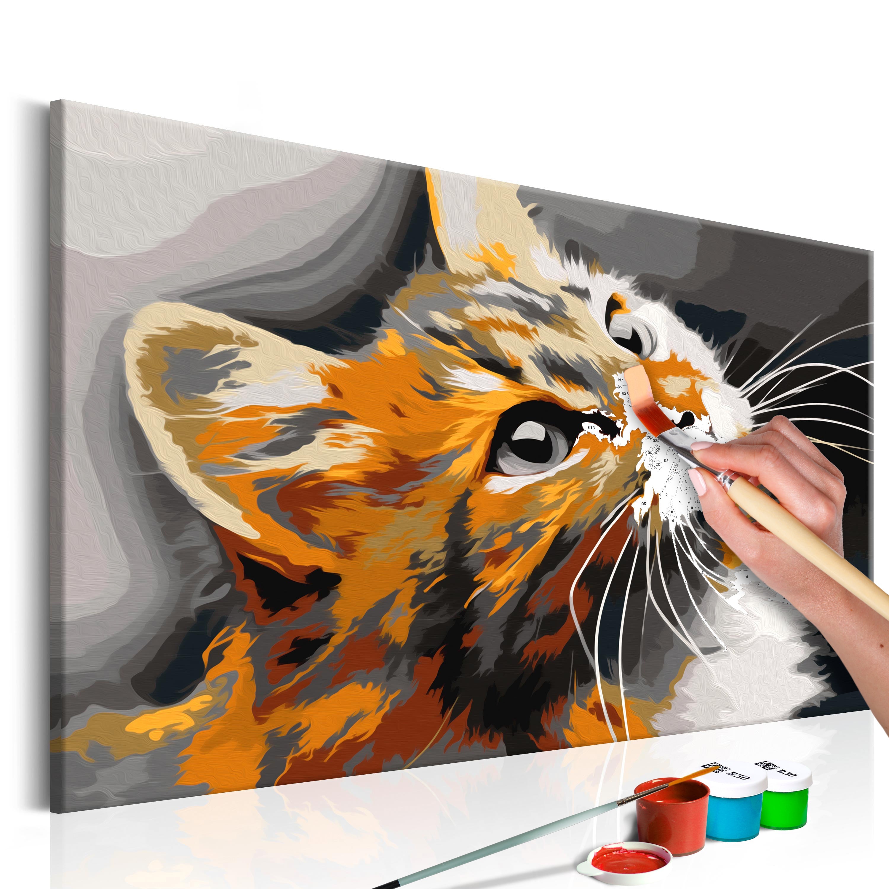 Pittura A Numeri ABEUTY - Due Gatti In Giardino, Tela 40x50 Cm Con Cornice
