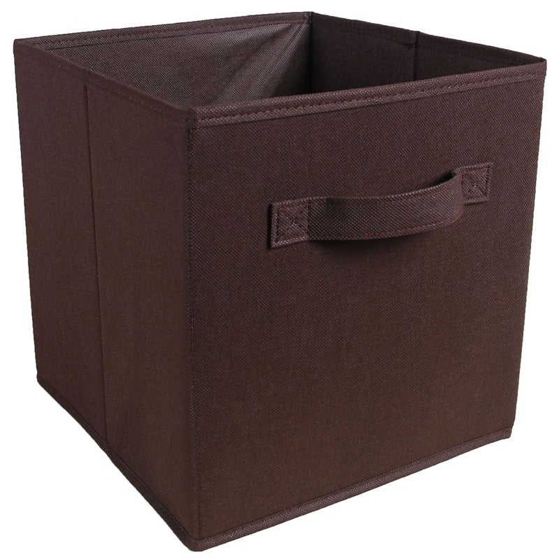 25 cm szer. x 25 cm dł. x 25 cm wys. Brązowe składane pudełko do przechowywania z materiału bez pokrywy, typ szuflady, 1 szt.