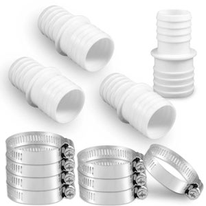4 adattatori per tubo flessibile per piscina a doppia estremità da 32-38 mm con morsetti regolabili in acciaio inossidabile da 8 pezzi, bianco | Leroy Merlin