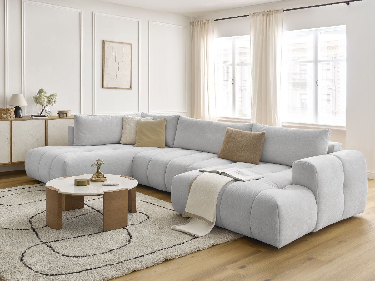 BOBOCHIC Canap Panoramique Convertible FUJI Tissu Lisse Gris Clair bobochic-canap-panoramique-convertible-fuji-tissu-lisse-gris-clair