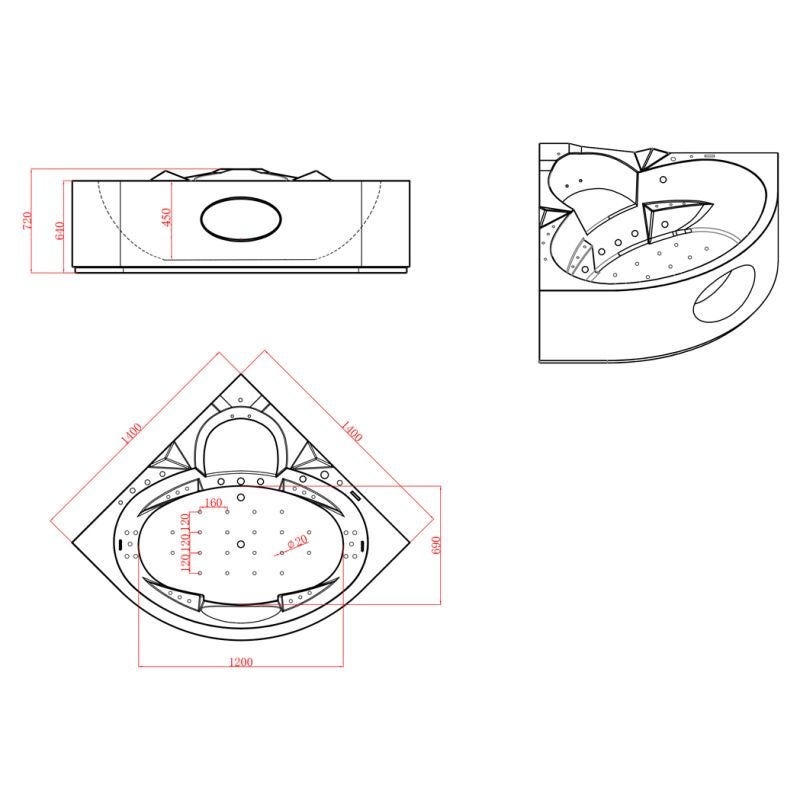 Baignoire balnéo Corleone 48 jets Whirlpool - 4