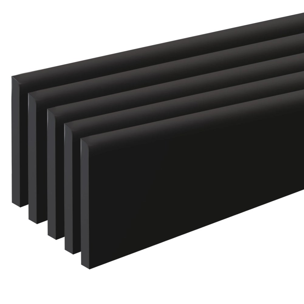 Pack de 5 plinthes bord carré médium (mdf) Revêtues noir brillant 2200 x 68 x 9 mm PEFC 70% - 2
