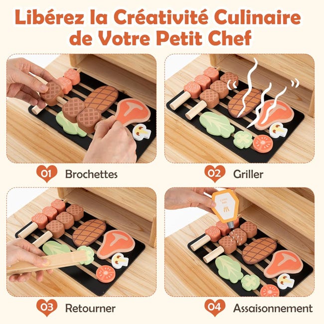Beeloom – Cuisine Enfant BABYCUE en Bois Naturel avec Accessoires, Style Barbecue, Jeu d'Imitation pour Enfants dès 3 Ans, Design Portable et Minimaliste Beeloom – Cuisine Enfant BABYCUE en Bois Naturel avec Accessoires, Style Barbecue, Jeu d'Imitation pour Enfants dès 3 Ans, Design Portable et Minimaliste