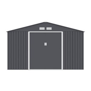 Abri De Jardin En Résine Alberto - Adossé, Gris Clair - Surface 2,09 M² - Dimensions 192x109x194 Cm - Avec Fenêtre