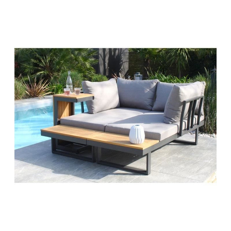 Salotto da giardino 4 posti in legno di acacia e alluminio antracite TOKYO - DCB GARDEN - 2