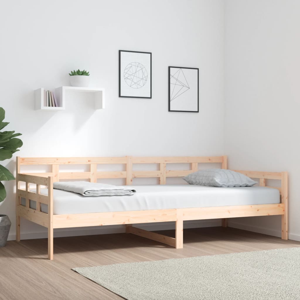Łóżko Dzienne Drewniane Brązowe Rama Łóżka Ze Stelażem Sofa 90x200 cm