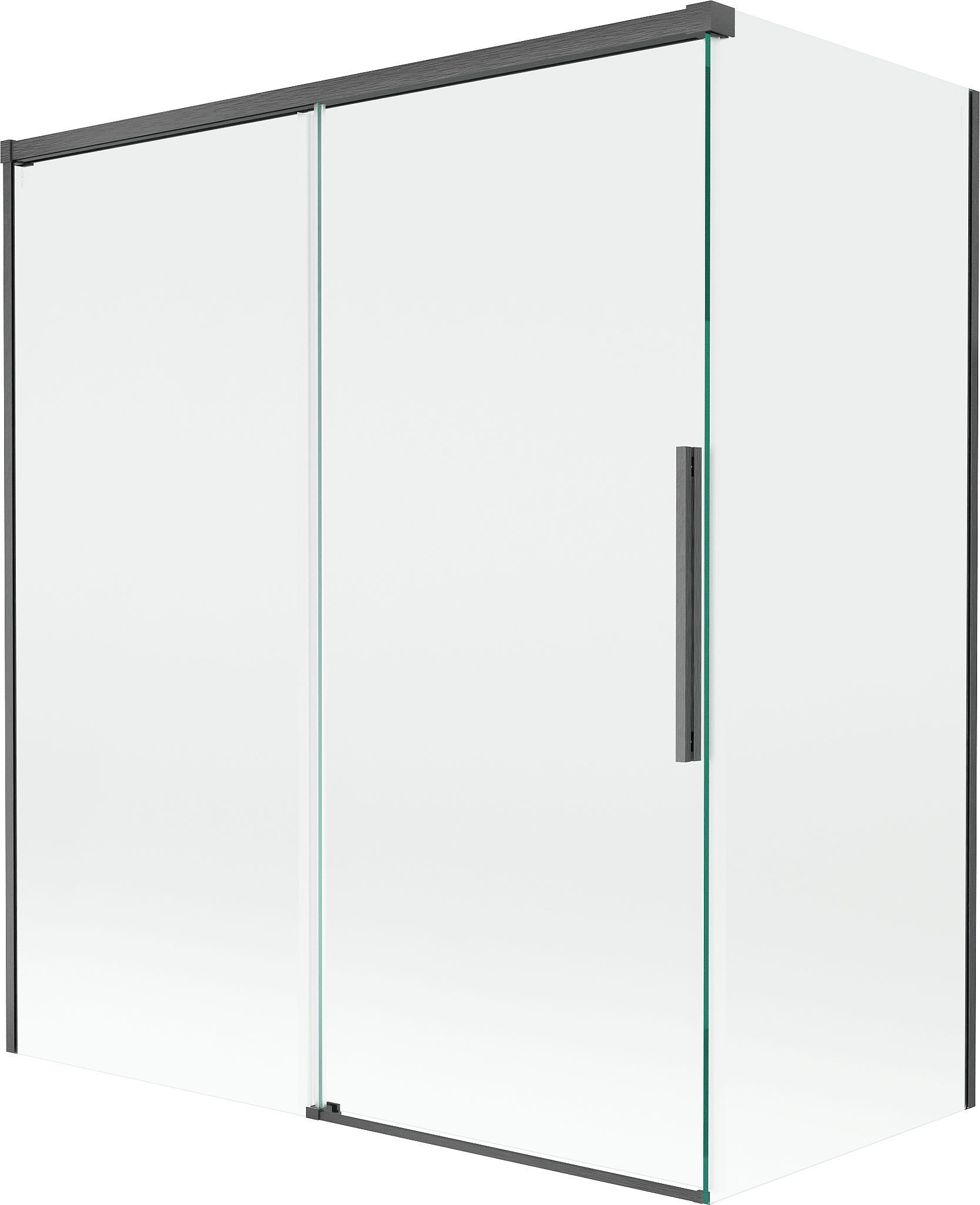 Mexen Rox parawan nawannowy 2-skrzydłowy rozsuwany 140 + 70 x 150 cm, transparent, gun gray szczotkowany - 8C9-140-070-66-00