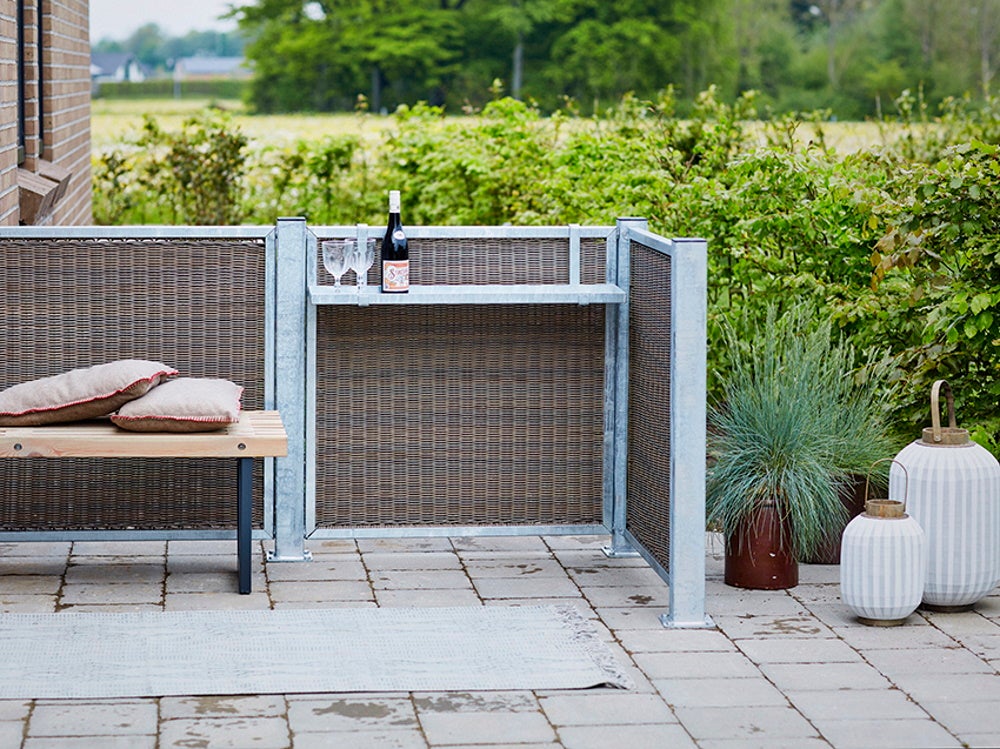 Poteau acier carré avec base : 8×8×150cm incl. 1 cache-poteau - 3