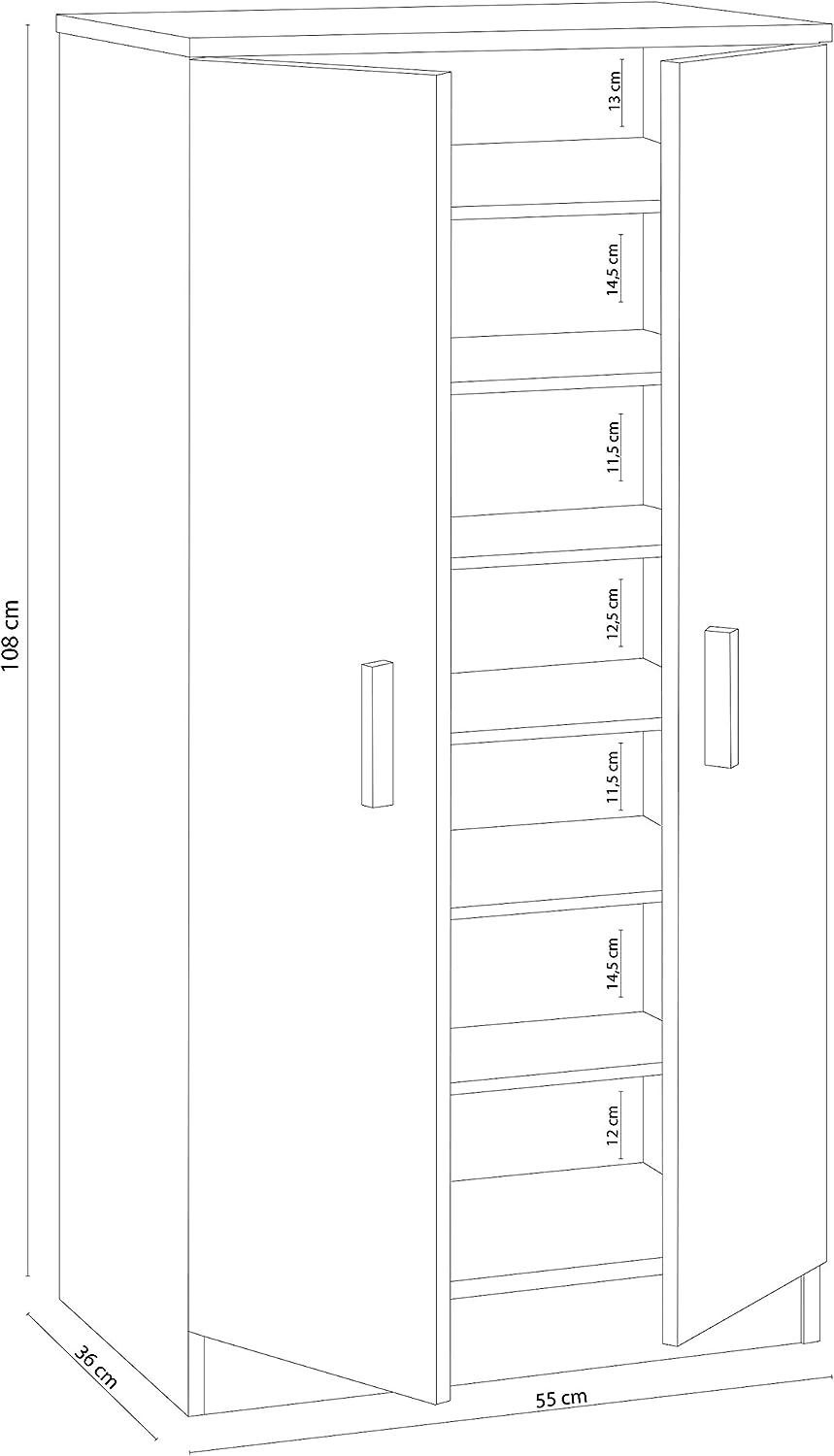 Meuble à chaussures coloris Blanc, 55 x 36 x 108 cm - 3
