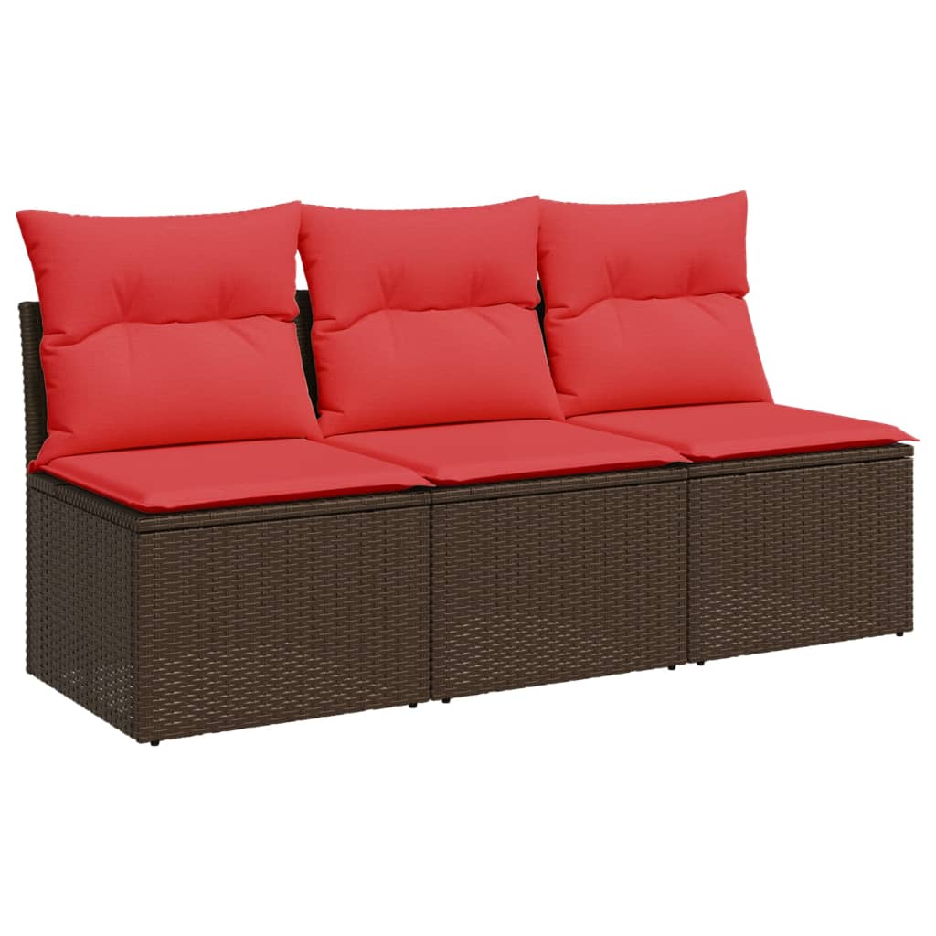 Sofa ogrodowa z poduszkami 3-osobowa Brązowy polirattan
