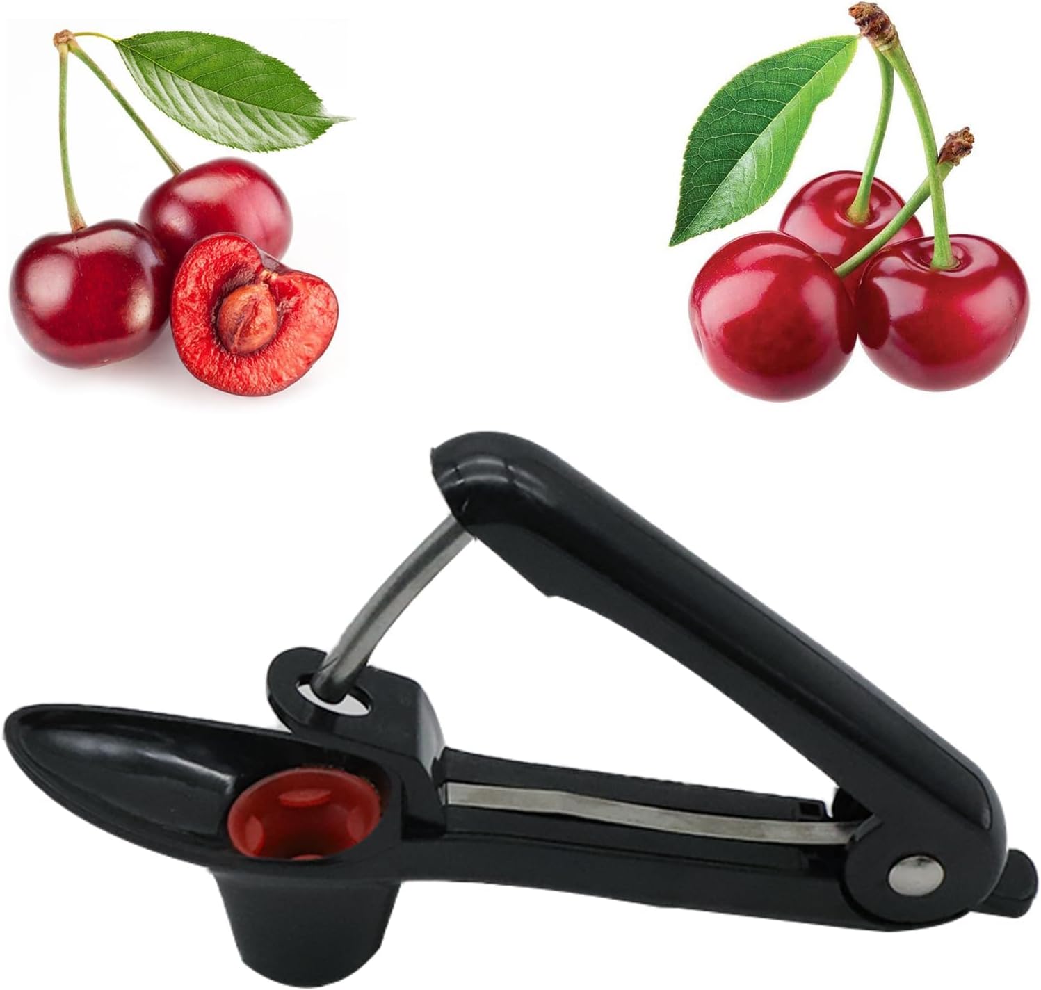 2 Pezzi Snocciolatore Ciliegie E Olive Snocciolatore Ciliegie Noccioli Con Asta Di Acciaio Inox E Coppetta In Silicone Per Preparare Marmellata Di Ciliegie (Verde,Nero