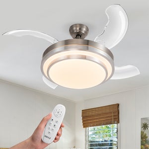 FIMEI Ventilatori da Soffitto con Luce, Ventilatore a 6 Velocità & Luce a Regolazione Continua