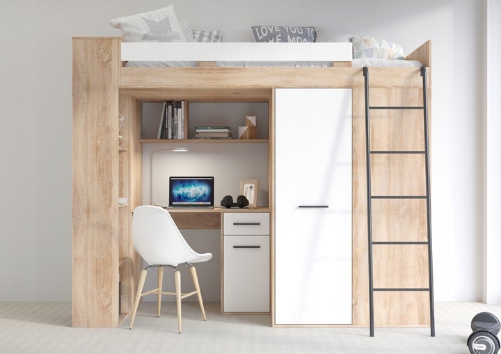 Lit Mezzanine BUT Avec Bureau Et Penderie – Occasion Bon État